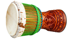 Koma Drum Djembe, by Mohamed Kaleb Sylla. Lenke wood, Guinea goat skins, and Koma Drum rope.